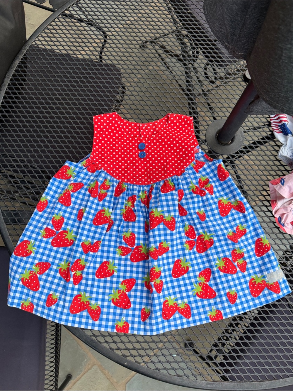 Eleanor Rose Red Strawberry Gingham Dress with Green Leaves size 7-8 girls